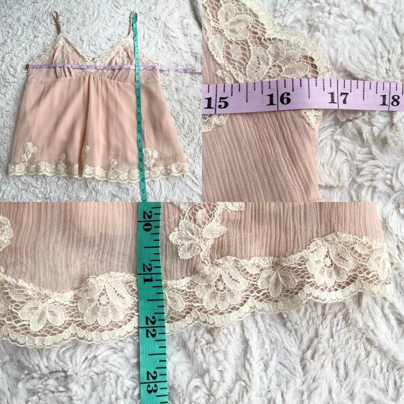 Gold Hawk silk chiffon lace camisole cami tank blouse top vintage Y2K fairy M - Picture 5 of 16